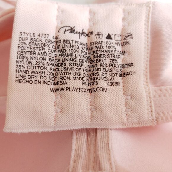 Playtex Secrets Perfectly Smooth Bra Size 44C Pink Striped Wirefree - Picture 6 of 7